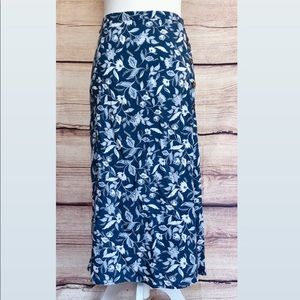 LOFT OUTLET Womens XL Blue Floral Spring Maxi Skirt Side Button A-Line Long NWT